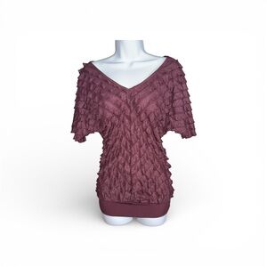 Y2K NY Collection Textured Mauve Blouse Women’s Size M